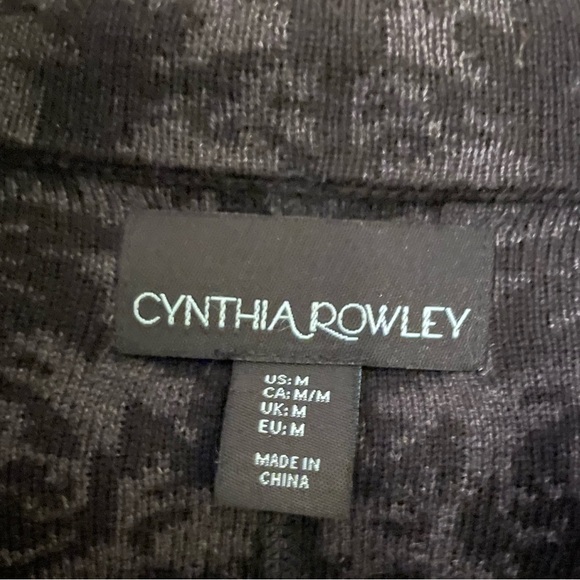 Cynthia Rowley Gorgeous Black and Gray Damask Print Zip Up Cardigan Sz M - Picture 3 of 6